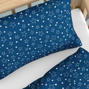 Goldea bavlněné povlečení do dětské postýlky - vzor x-16 bílé hvězdičky na modrém 90 x 140 a 50 x 70 cm