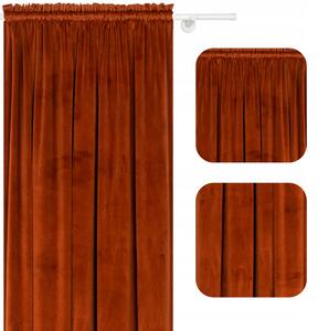 VOPPI Sametový ZÁVĚS PRIMO NA PÁSCE 140x250 CM ORANŽOVÝ