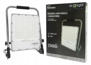 LED reflektor Ecolight 100 W 5000 K stříbrný IP65 s akumulátorem