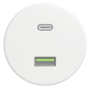 Kliklap - Retro USB zásuvka A+C bez rámečku sněhově bílá