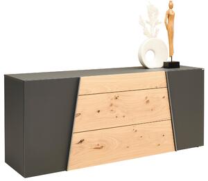 ŠIROKÁ KOMODA, divoký dub, barvy grafitu, divoký dub, 192/82/51,6 cm Voglauer