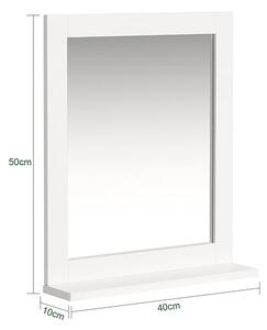 SoBuy FRG129-W Zrcadlo Nástěnné zrcadlo Koupelnové zrcadlo s policí bílé 40x49x10cm