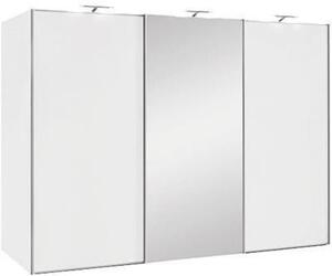 ŠATNÍ SKŘÍŇ SE ZRCADLEM, bílá, 249/222/68 cm Moderano - Šatní skříně