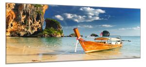 Obraz skleněný loď u břehu Thajsko - 30 x 40 cm