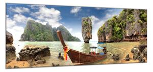 Obraz skleněný loď u ostrova Thajsko - 30 x 60 cm