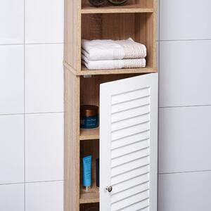 Casaria Koupelnová skříňka se 6 policemi hnědo-bílá 34 x 26 x 170 cm 101548
