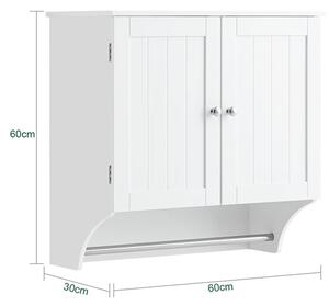 SoBuy BZR84-W Nástěnná skříňka Koupelnová skříňka Kuchyňská skříňka Lékárnička Koupelnový nábytek Bílá 60x60x30cm