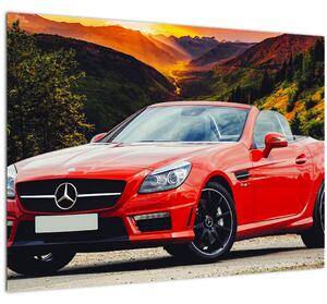 Skleněný obraz - červený Mercedes (70x50 cm)
