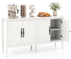 COSTWAY Komoda/skříňka, 4 dvířka, kuchyňská skříňka s pracovní deskou a policemi, servírovací komoda na nohou, rozměry: 148 x 39,5 x 80,5 cm