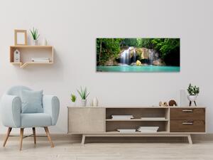 Obraz skleněný vodopád u řeky - 30 x 60 cm