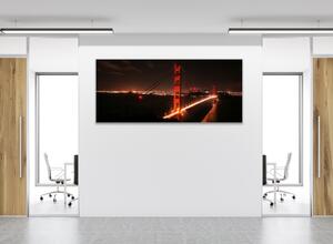Obraz skleněný noční most Zlatá brána - 40 x 60 cm