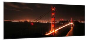 Obraz skleněný noční most Zlatá brána - 60 x 90 cm