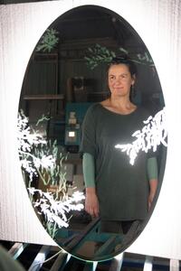 Designové pískované zrcadlo s podsvícením - 100 x 60 cm - Odpočinek