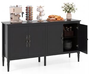COSTWAY Komoda/skříňka, 4 dvířka, kuchyňská skříňka s pracovní deskou a policemi, servírovací komoda na nohou, rozměry: 148 x 39,5 x 80,5 cm