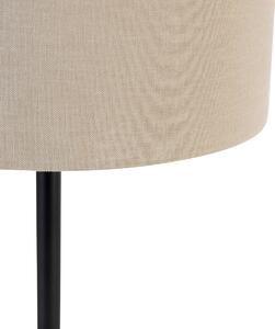 Moderní stolní lampa černá se stínítkem světle hnědá 35 cm - Simplo