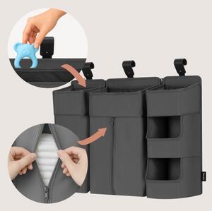 Lionelo - Organizér na postýlku 3v1 SIDEPOCKET Grey