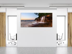 Obraz skleněný vodopád u moře - 30 x 60 cm
