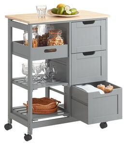 SoBuy FKW79-HG Kuchyňský vozík Servírovací vozík Světle šedý 67 x 84,5 x 37 cm