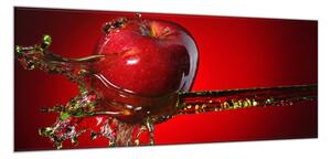 Obraz skleněný červené jablko ve vodě - 50 x 70 cm