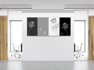 Obraz skleněný černo bílý šedý abstrakt - 30 x 60 cm