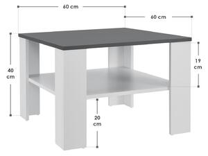 FurniGO Konferenční stolek 60x60cm - bílý/tmavě šedý