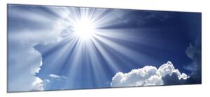 Obraz skleněný slunce na modrém nebi - 34 x 72 cm