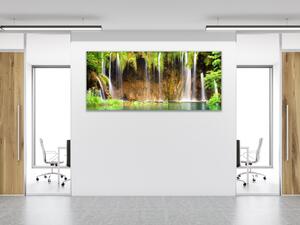 Obraz skleněný vodopád v lese - 30 x 60 cm