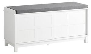 SoBuy FSR86-W Lavice s podsedákem Lavice na boty s úložným prostorem Botník s posuvnými dveřmi 114x53x40cm