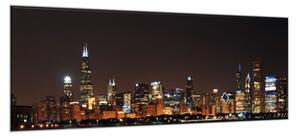 Obraz skleněný noční město Chicago - 30 x 60 cm