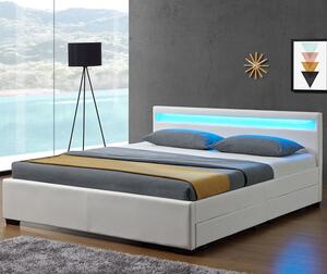 FurniGO Čalouněná postel Lyon 140 x 200 cm - bílá