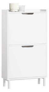 SoBuy FSR151-W Sklápěč bot se 2 klopami Úzká botník Botník Bílá 50x91x19cm