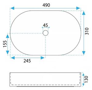 REA-U3611 - Umyvadlo na desku VANDA 31x49 cm keramika/tmavě zelená