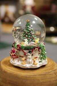 Hrací sněžná koule s vánočním stromečkem 16cm