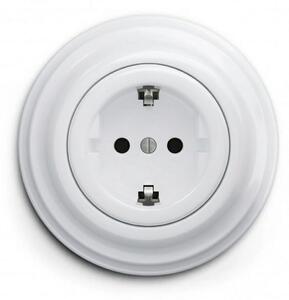 Kliklap - Retro zásuvka domovní s rámečkem SCHUKO 230V/16A sněhově bílá