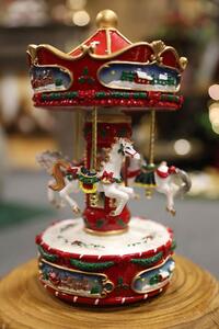 Klasik vánoční pohyblivý hrací kolotoč 24cm