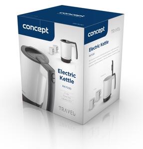 Concept RK7030-Cestovní rychlovarná konvice 0,5 l 1080W/230V šedá/bílá + 2 šálky