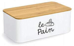 Chlebník Le Pain, kov/bambus, 33 x 18,5 x 12 cm, bílý