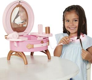 Sada cestovní toaletky s princeznami od společnosti Jakks Pacific, včetně zrcátka a příslušenství pro úpravu vlasů