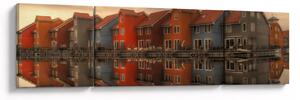 Obraz barevných domečků (170x50 cm)