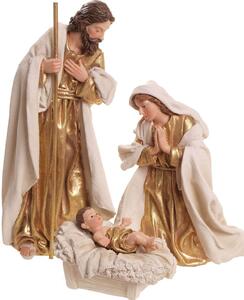 Krémově zlatá vánoční dekorace Svatá rodina 30cm