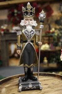 Šedo zlatá vánoční figurka Louskáček 46cm