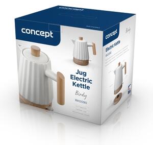 Concept RK0090 - Rychlovarná konvice 1,5 l 1500W/230V bílá/dekor dřeva/keramika