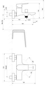 Ravak X070654 - Vanová baterie PLAN kartáčovaný grafit