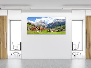 Obraz skleněný horská vesnice Alpy - 30 x 60 cm