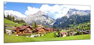 Obraz skleněný horská vesnice Alpy - 100 x 150 cm