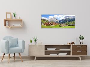 Obraz skleněný horská vesnice Alpy - 30 x 60 cm