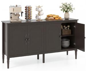 COSTWAY Komoda/skříňka, 4 dvířka, kuchyňská skříňka s pracovní deskou a policemi, servírovací komoda na nohou, rozměry: 148 x 39,5 x 80,5 cm