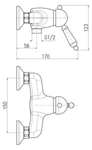 RAV Slezák L581.5CMAT - Sprchová baterie LABE RETRO 12,3 cm matná černá