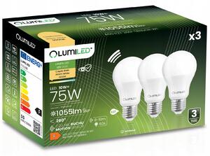 3x LED žárovka E27 A60 10W = 75W 1055lm 3000K Teplá bílá 260° LUMILED