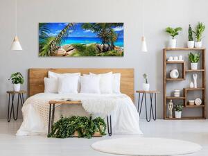 Obraz skleněný tropické moře a palmy - 60 x 100 cm
